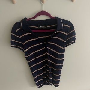 Women’s Reformation navy and pink striped polo size small